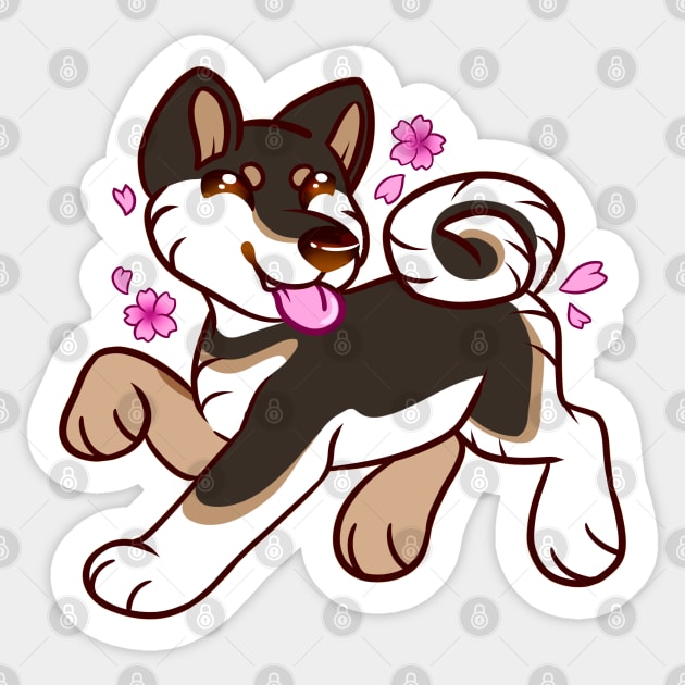 Happy Shibe - Black and Tan Sticker by leashonlife